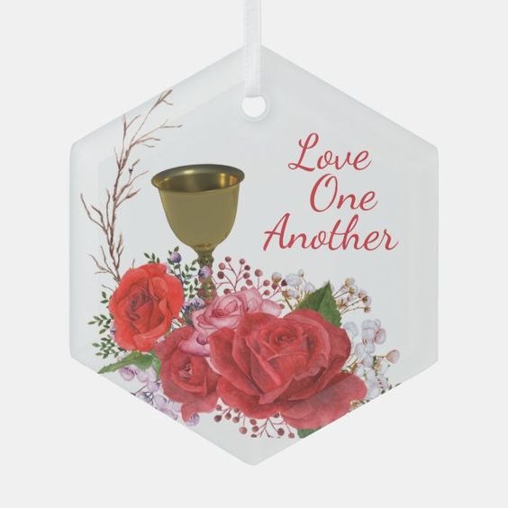 (image for) Electa Love One Another with Roses Glass Ornament